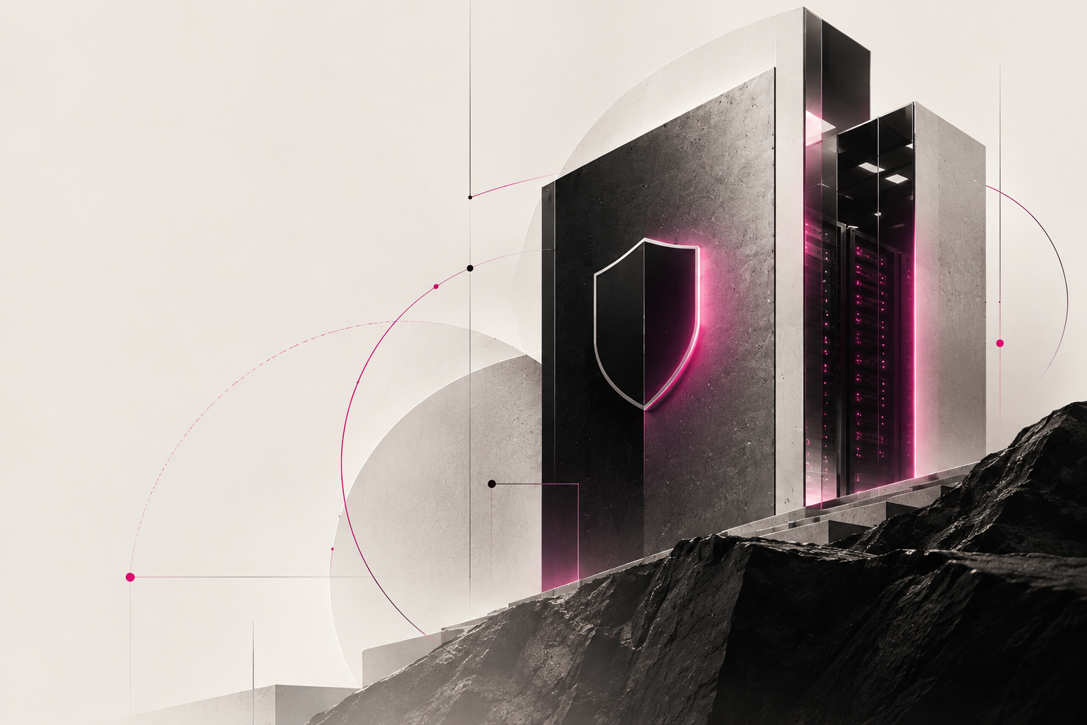 Ilustración conceptual de un centro de datos protegido