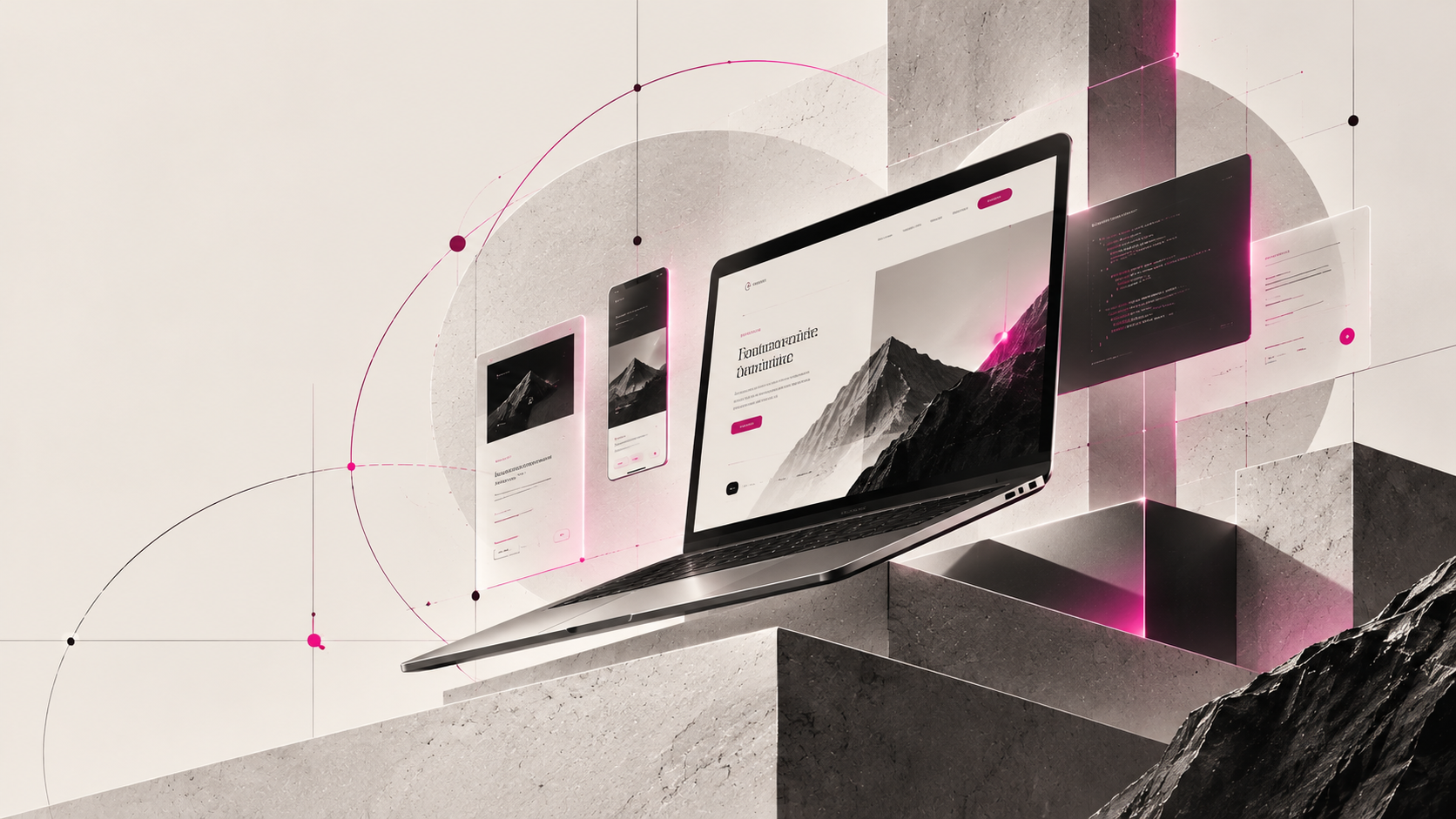 Ilustración conceptual de una web en distintos dispositivos